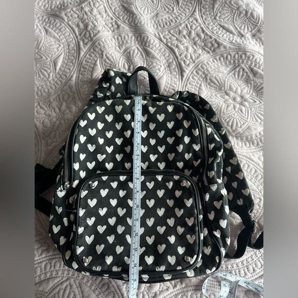 No Boundaries Black with white hearts Backpack - Picture 5 of 8